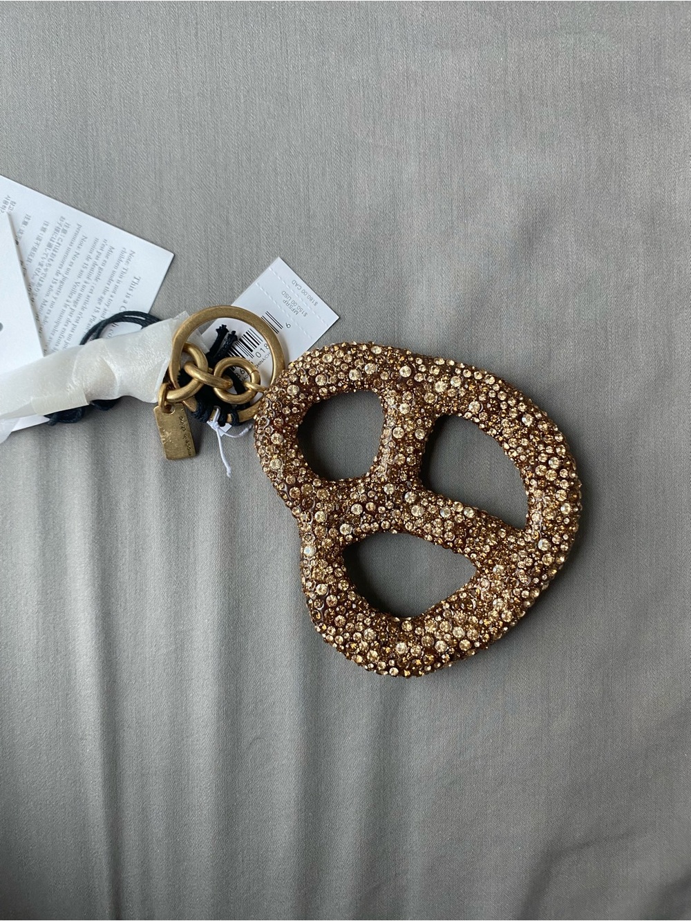 Coach Crystal Pretzel Keychain Charm in Brass - Picture 3 of 3